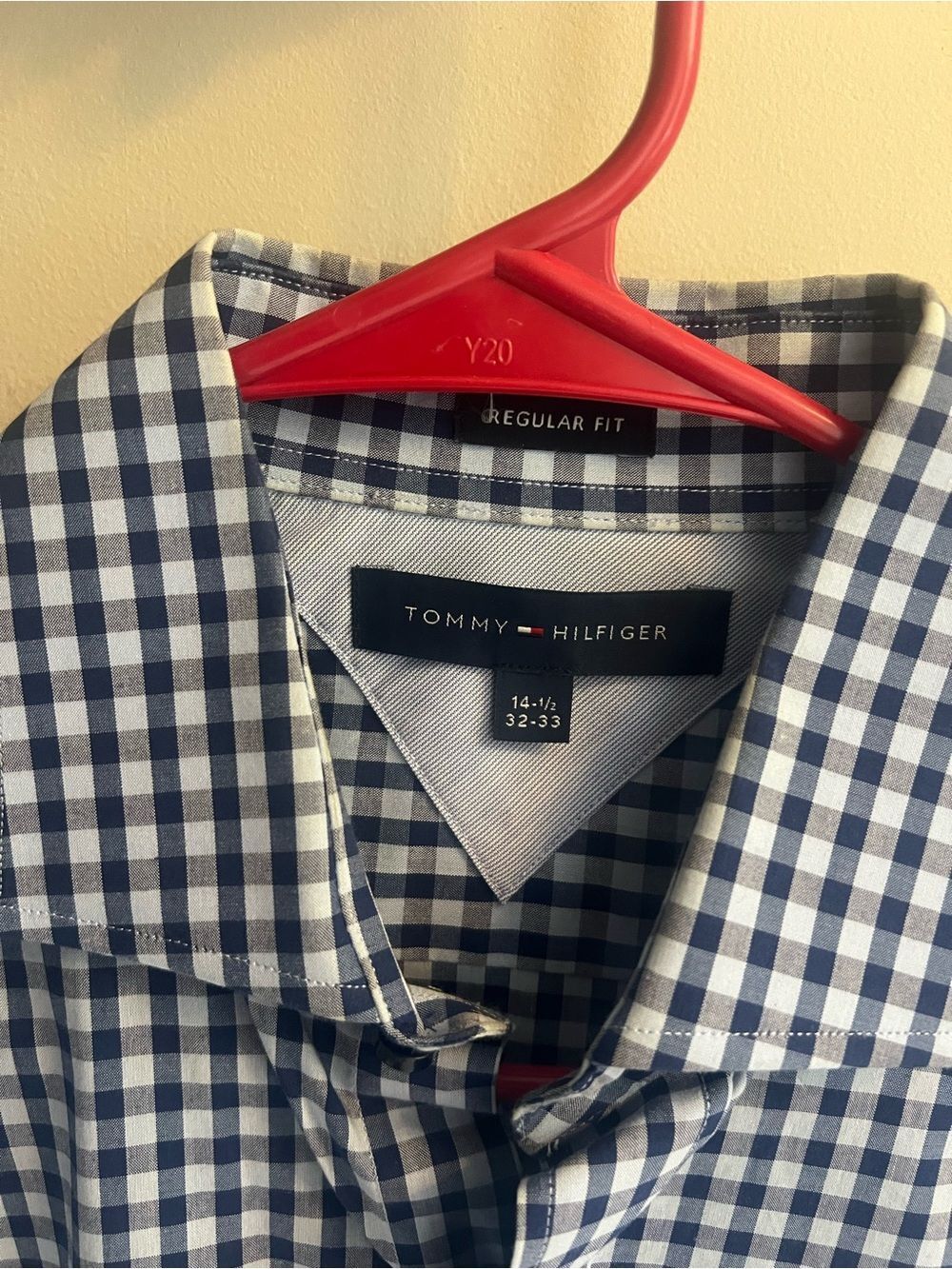 Tommy Hilfiger Men’s Navy & White Gingham Dress Shirt - Picture 2 of 3